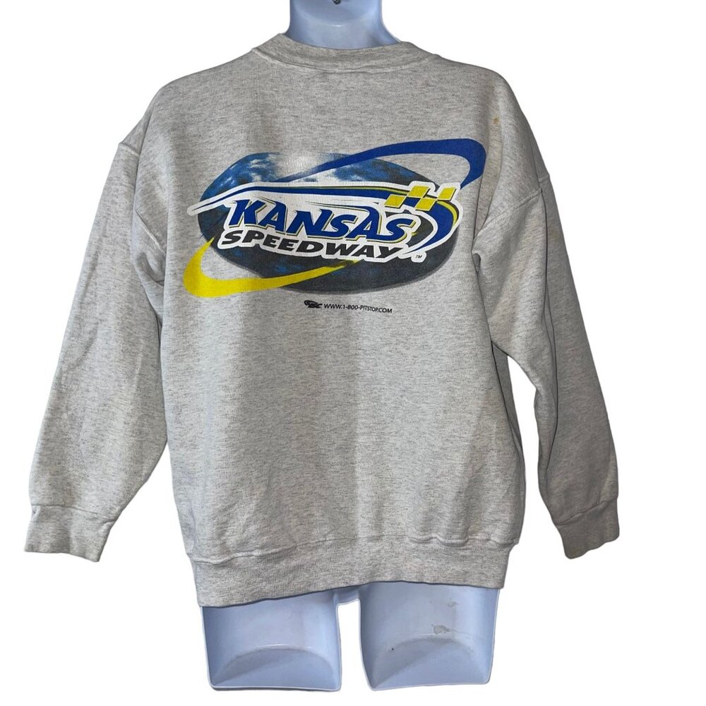 Rare Vintage ISC Kansas Speedway Sweeatshirt Mens L Made USA Well Worn Gray - Picture 7 of 11